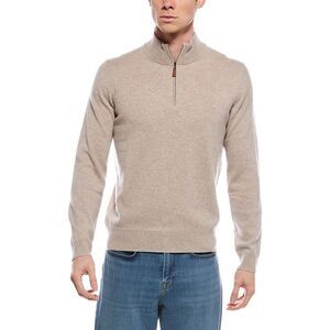 Mette Mens  Cashmere 1/4-Zip Mock Neck Sweater, Beige